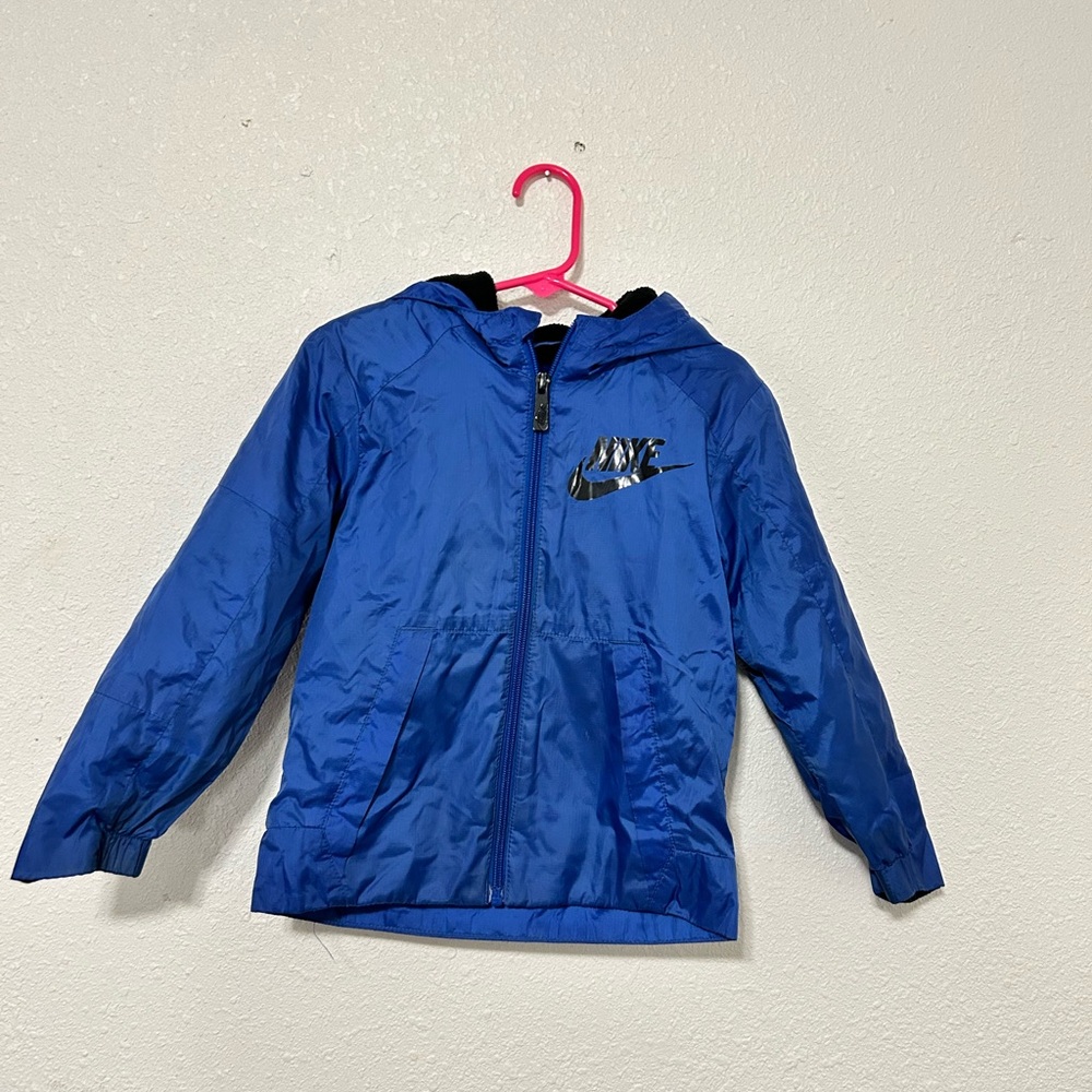 Nike Youth Blue Zip Up Fleece Fully-Lined Hooded‎ Jacket Sz 4/XS